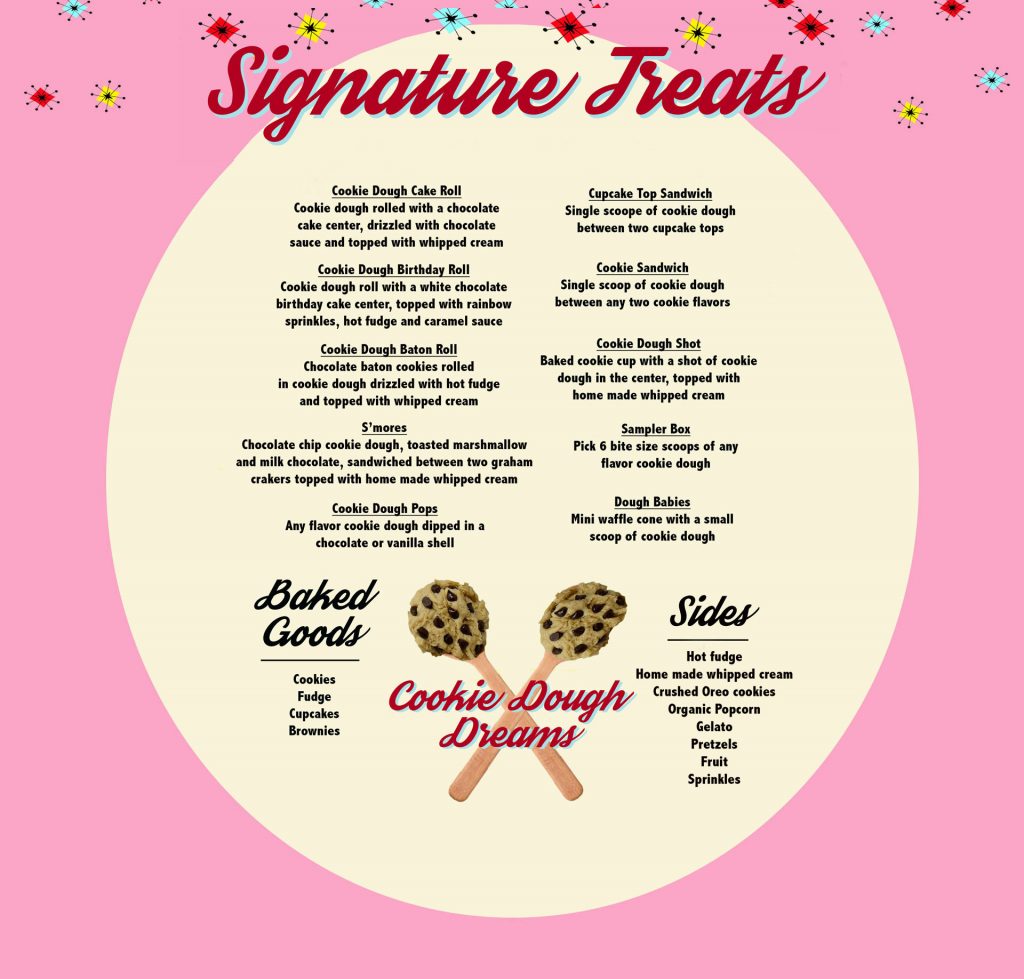 edible cookie dough menu